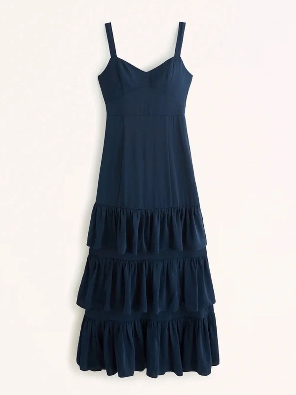 Abercrombie & Fitch | Navy Tiered Ruffle Maxi Dress ~ Small Petite